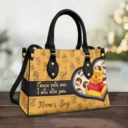 Discover Personalized Winnie The Pooh Disney Cartoon Leather Bag Handbag Gift for Women