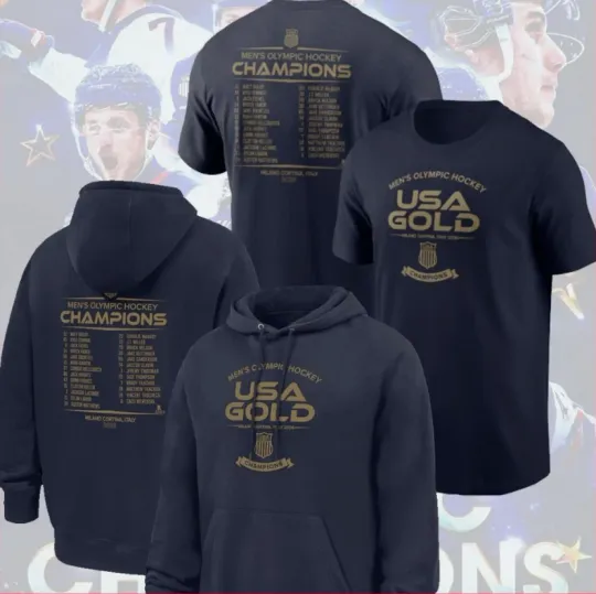 ? USA Hockey 2026 Winter Gold Medal Champions Both Side Hoodie Tee