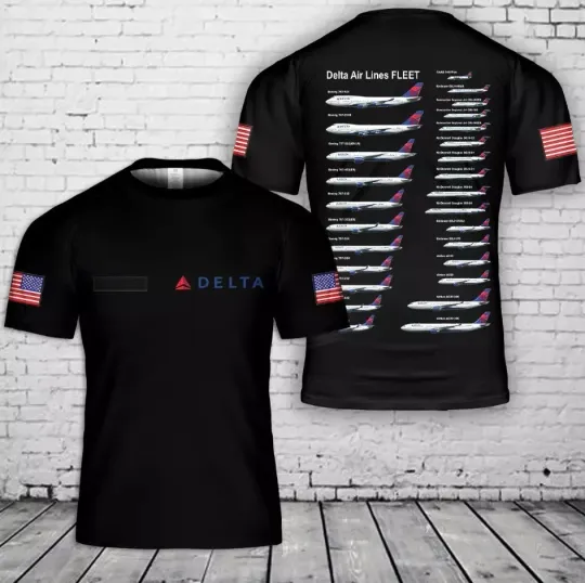 Custom Name Delta Airlines Fleet 3D T-Shirt