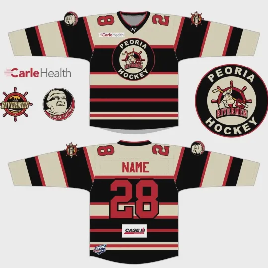 Discover Personalize Peoria Rivermen Hockey Shirt Chicago Blackhawks Style Men's