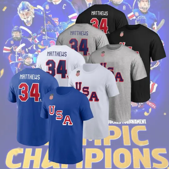 Discover Auston #34 Matthews USA Hockey Team 2026 Name & Number Gift Fan