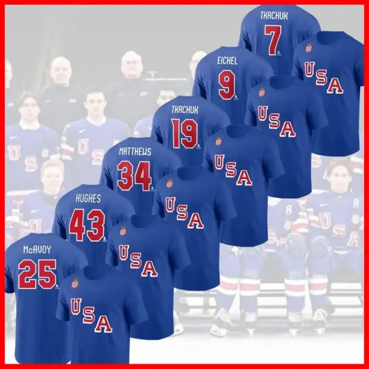 Discover Player USA Full Team Hockey 2026 Name & Number Fastship S-5XL