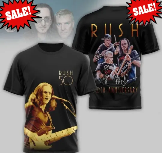 Discover Rush Band 50th Anniversary 3D T-Shirt Gift For Fans