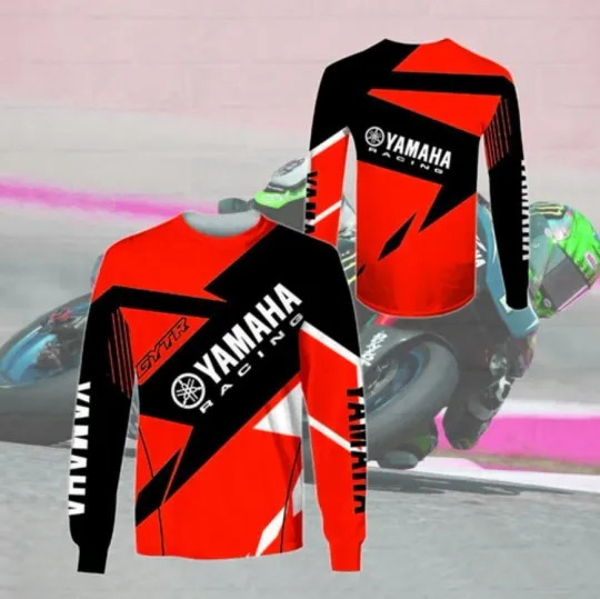 Yamaha Red 3D Long Sleeve Shirt, Racing Design