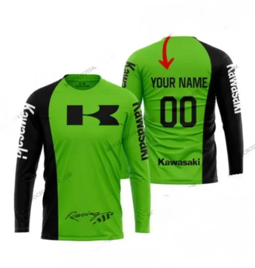 Discover Custom Name Kawasaki 3D Long Sleeve Shirt Men