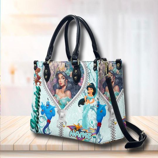 Personalize Aladdin Leather Bag, Jasmine Princess Movie Bag, Cartoon Leather Crossbody Bag