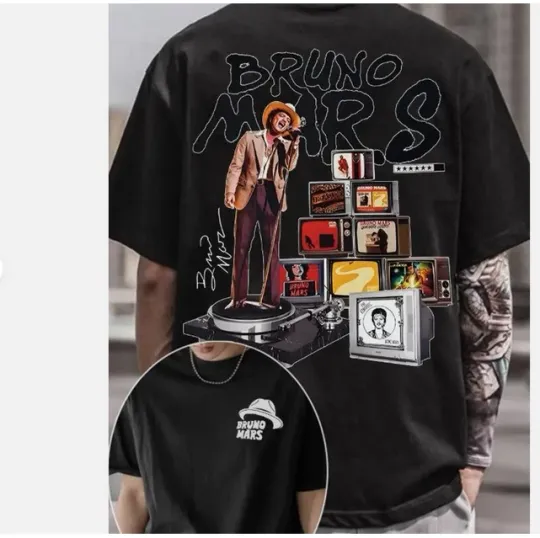 Discover Bruno Mars Music Tour Graphic T-Shirt 2026 Unisex Double Sided T-Shirt