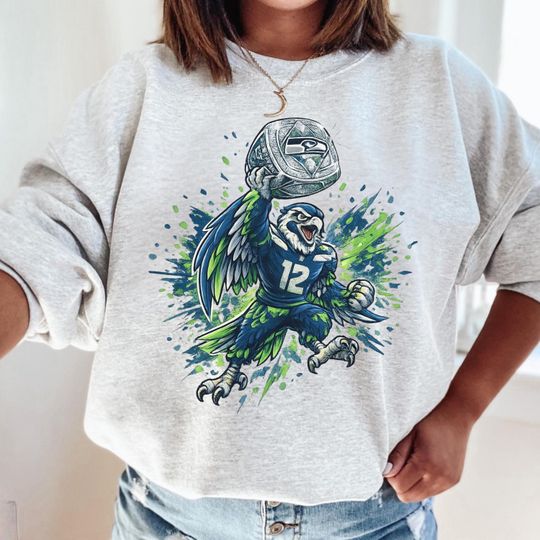 Discover Seattle Football 2026 Champion T Shirt | Hawk Mascot Victory Ring | 12th Fan Unisex Football Tee