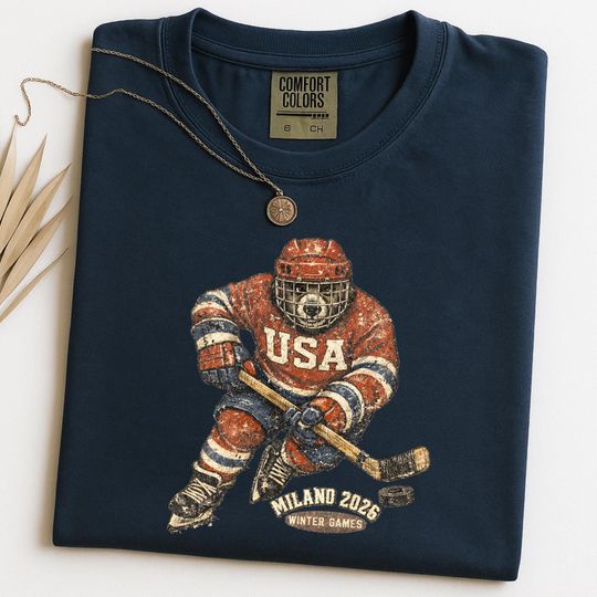 USA Hockey Shirt 2026 Winter Games, Teddy Bear Sweatshirt, Winter Hockey Crewneck, Ice Hockey Fan Sweater, Cute Hockey Bear Sweater