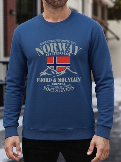 Discover Norway Fjords And Mountains Prints Men Pullovers Street Fleece Sweatshirt Crewneck Autumn Sportswear Soft Loose Clothing