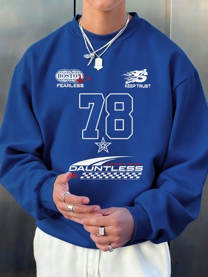 Discover Number 78 Dauntless Jersey Pattern Man Pullover Trendy Fleece Sweatshirt Autumn O-Neck Clothes Crewneck Milticolor Sportswear