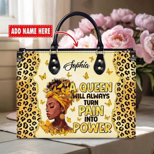 Discover Custom Leather Handbag - African American Empowerment - Personalized Black Girl Magic - Gift for Women