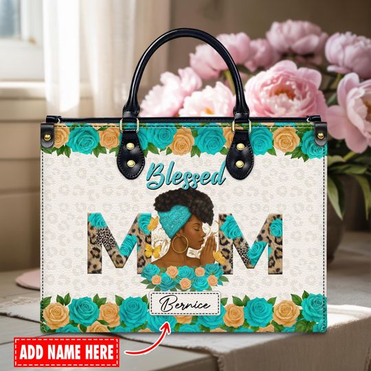 Discover Custom Leather Handbag  African American Empowerment Bag  Blessed Mom Design