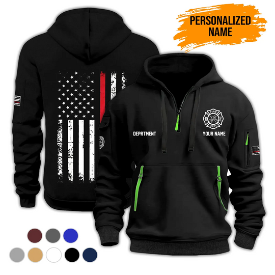Discover Personalized Name Fire Department NY New York Quarter Zip Hoodie