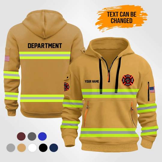 Personalized Name Love Firefighter Quarter Zip Hoodie