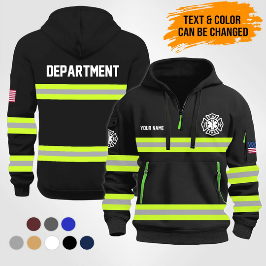 Discover Personalized Name Love Fire EMS Quarter Zip Hoodie