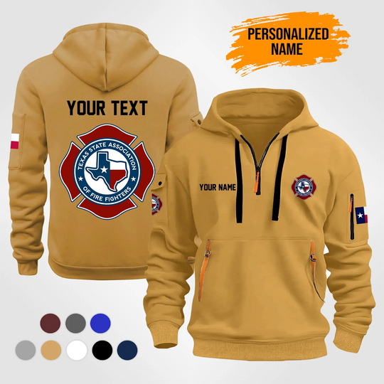Discover Personalized Name Texas State Association of Fire Fighters Quarter Zip Hoodie