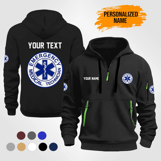 Personalized Name Love EMT Quarter Zip Hoodie