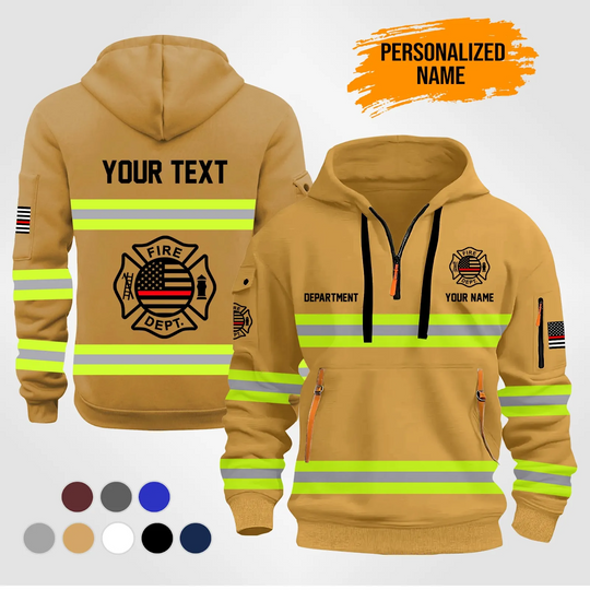 Personalized Name Love Firefighter Quarter Zip Hoodie