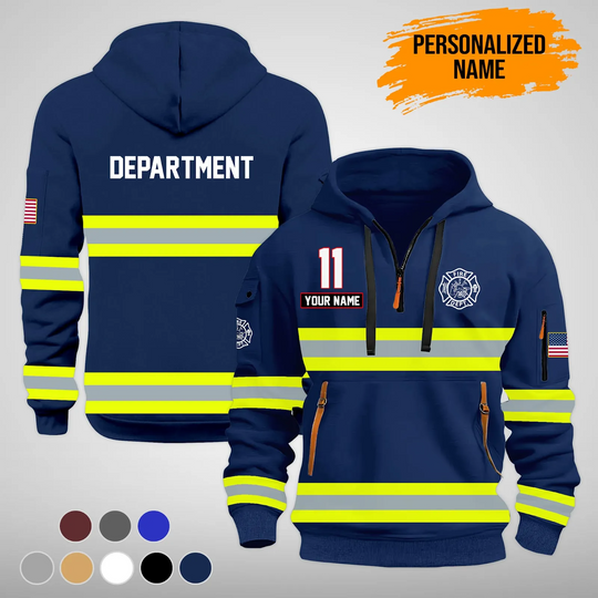 Personalized Name Love Firefighter Quarter Zip Hoodie