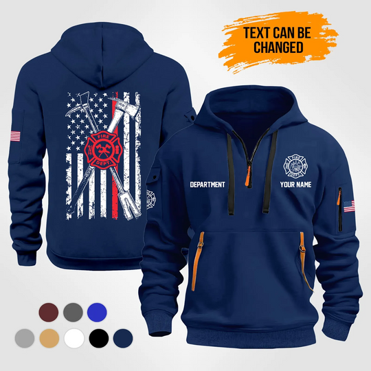 Personalized Name Love Firefighter Quarter Zip Hoodie