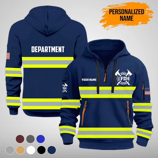Personalized Name Love Firefighter Quarter Zip Hoodie