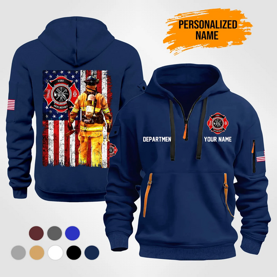 Personalized Name Love Firefighter Quarter Zip Hoodie