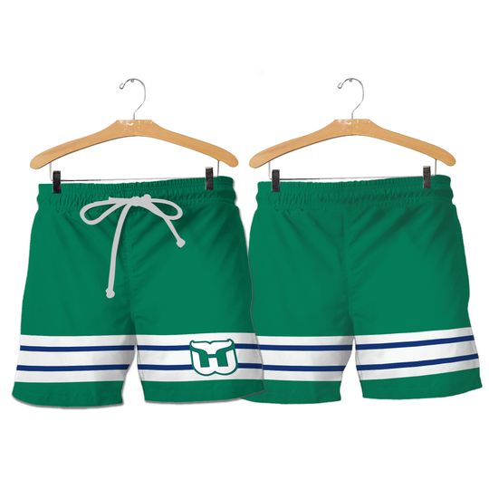 Hartford Whalers Retro Alternate Mesh Hockey Shorts, Gift for Fan