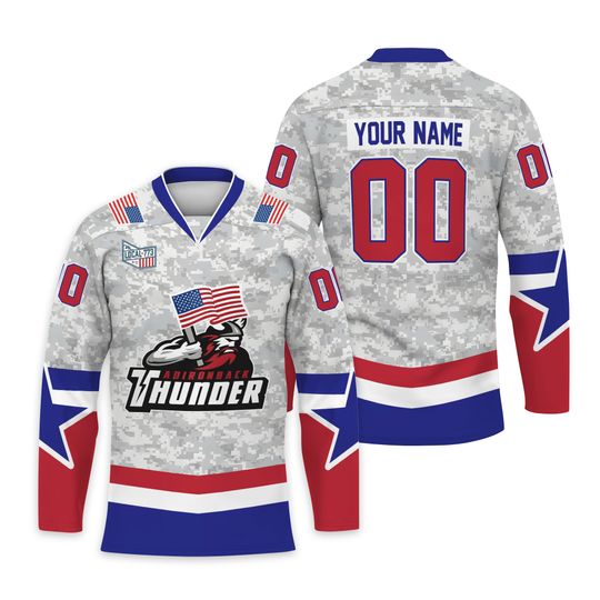Personalize Adirondack Thunder Military Appreciation Hockey Shirt Men's Fan Gear
