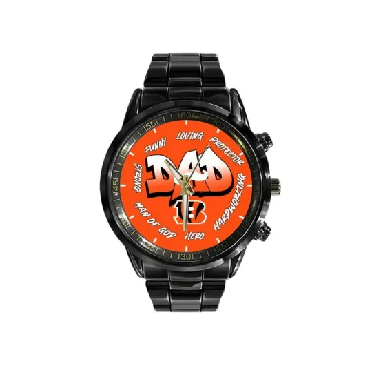 Cincinnati Bengals Limited Edition Black Stainless Steel Watch For Father’s Day