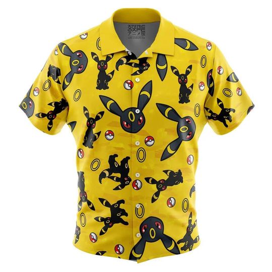 Discover Umbreon Pattern PKM Button Up Hawaiian Shirt Cute Umbreon Tropical Button Up Summer Vacation Beach Outfit Fun Unisex Style Shirt