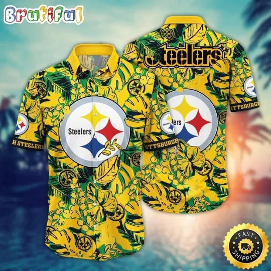 Pittsburgh Football Steelerss Team Hawaiian Shirt Button Down Adult