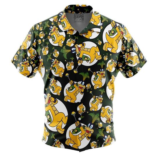 Discover Iggy Koopa Super Mario Bros Button Up Hawaiian Shirt Cute Tropical Button Up Summer Vacation Beach Outfit Fun Unisex Style Shirt