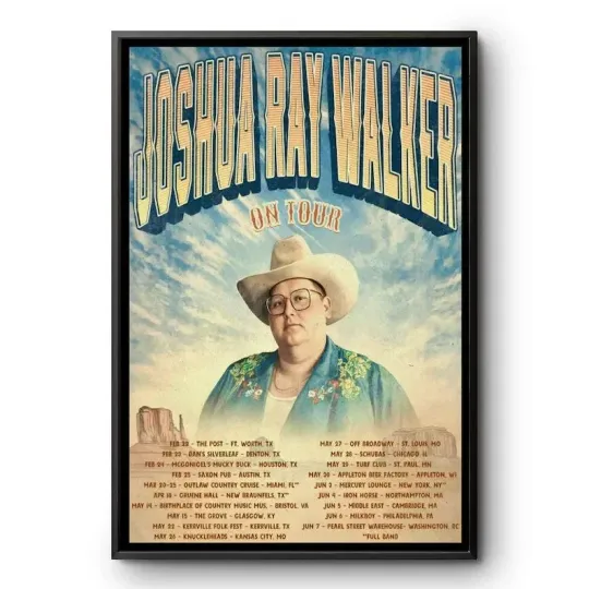 Discover Joshua Ray Walker 2026 Tour Poster - Country Western Music Vertical Print