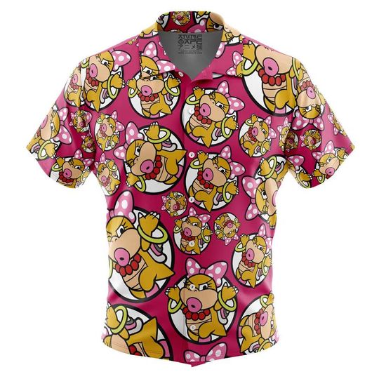 Discover Wendy O. Koopa Super Mario Bros Button Up Hawaiian Shirt Cute Tropical Button Up Summer Vacation Beach Outfit Fun Unisex Style Shirt