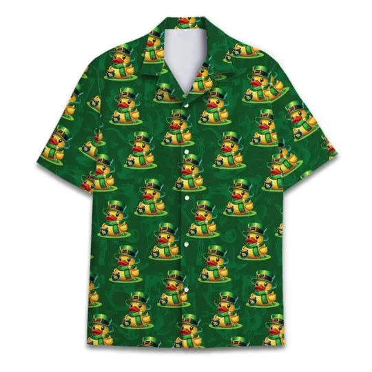 Lucky Duck St. Patrick's Day Hawaiian Shirt Rubber Ducky Irish Adult