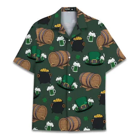 Discover Lucky Irish St. Patrick's Day Hawaiian Shirt Beer Barrel Pot of Gold