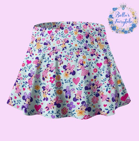 Minnie and Wild Flowers, Disney Skirt with Shorts, Pickleball Skirt, Tennis Skirt, Skort, Disney Outfit