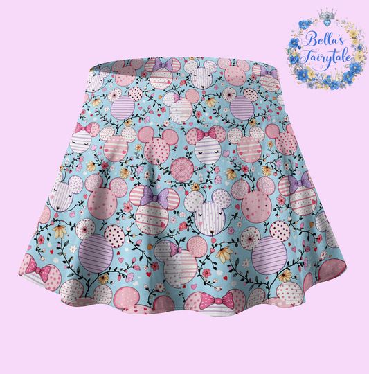 Baby Blue Mickey Balloon, Disney Skirt with Shorts, Pickleball Skirt, Tennis Skirt, Skort, Disney Outfit