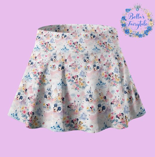 Minnie and Mickey, Disney Skirt with Shorts, Pickleball Skirt, Tennis Skirt, Skort,  Disney Outfit