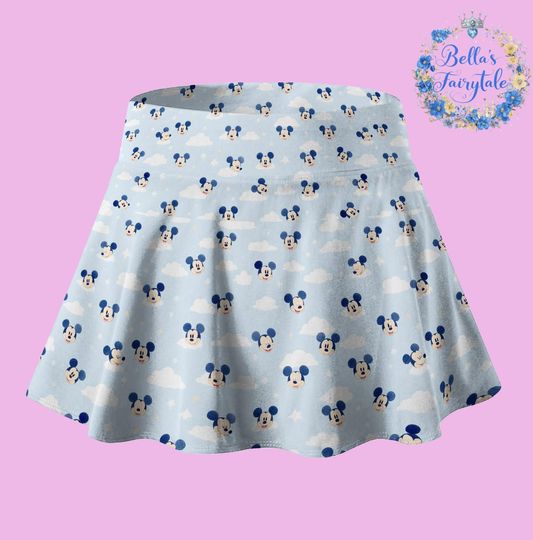 Mickey On The Clouds, Disney Skirt with Shorts, Pickleball Skirt, Tennis Skirt, Skort, Disney Outfit