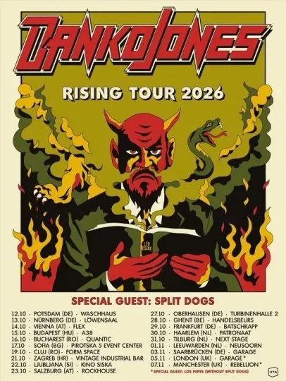 Danko Jones Rising Tour 2026 Poster Rock Band Concert