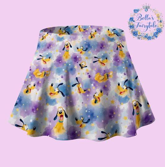 Playful Pluto, Disney Skirt with Shorts, Pickleball Skirt, Tennis Skirt, Skort, Disney Outfit