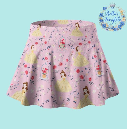 Beauty and The Beast, Disney Skirt with Shorts, Pickleball Skirt, Tennis Skirt, Skort,  Disney Outfit