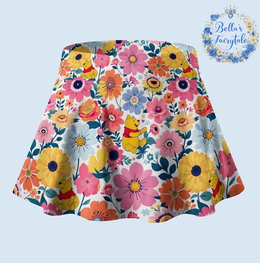 Floral Winnie the Pooh, Disney Skirt with Shorts, Pickleball Skirt, Tennis Skirt, Skort, Disney Outfit