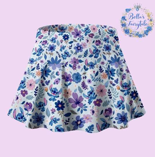 Vibrant Floral Stitch, Disney Skirt with Shorts, Pickleball Skirt, Tennis Skirt, Skort,  Disney Outfit