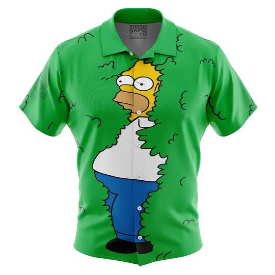 Discover Homer Bush Meme The Simpsons Button Up Hawaiian Shirt, Cute Tropical Simpsons Button Up Summer Vacation Beach Outfit Fun Shirt