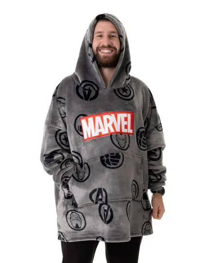 Discover Marvel Grey Logo Blanket Hoodie for Men