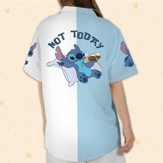 Discover Personalized Vintage Disney Stitch Not Today Beach Hawaiian Shirt, Disney Stitch Character Summer Shirt, Stitch Aloha Shirt