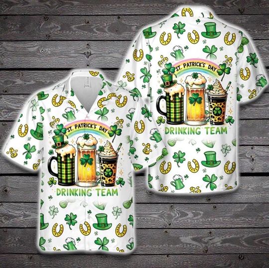 Drinking Team St Patrick's Day Hawaii Shirt, Irish Drinking Team Tropical Hawaii Shirt